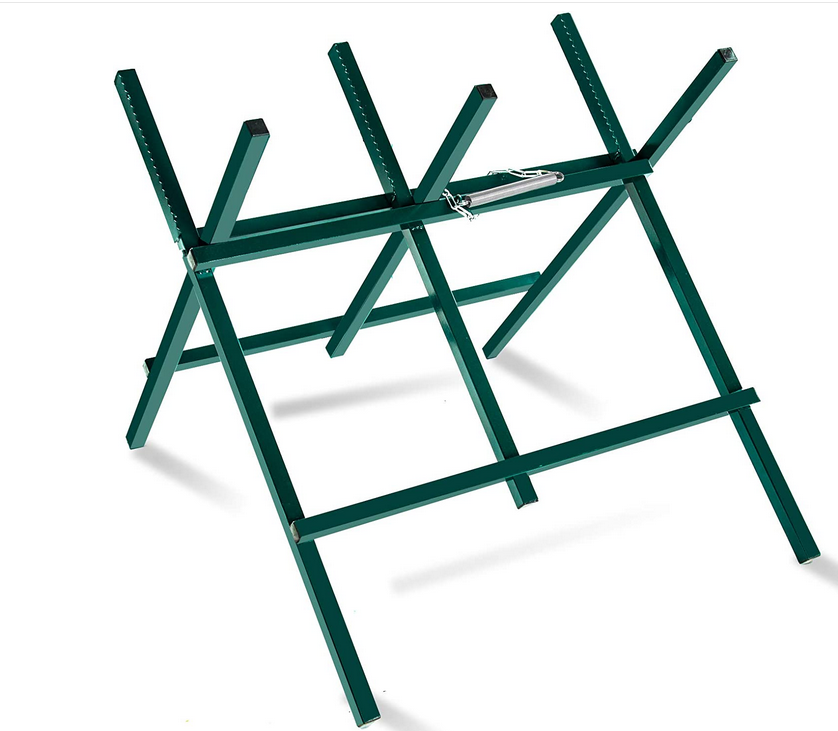 Log Sawhorse For ChainSaw, Foldable Steel Wood Saw Horse With Notched Sawtooth And Wood Log Fixed Spring, Supporting Weight 150 Lbs