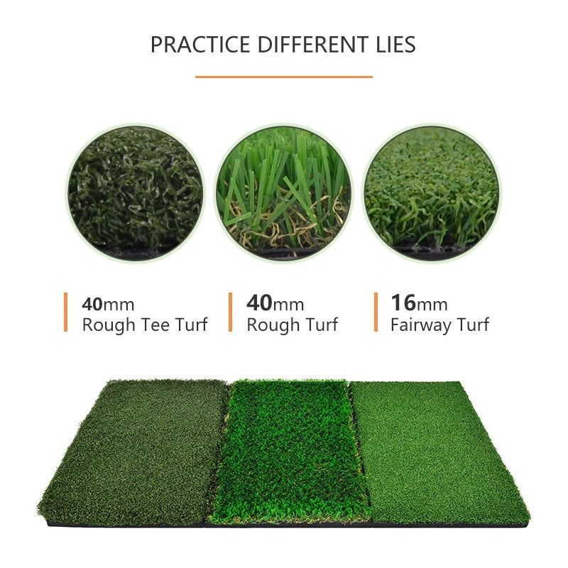 Galileo Golf Putting Mats Golf Turf Grass Mat 3-in-1 Golf Training with Adjustable Tees Equipment | 25''x16''