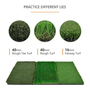 Galileo Golf Putting Mats Golf Turf Grass Mat 3-in-1 Golf Training with Adjustable Tees Equipment | 24''x12''