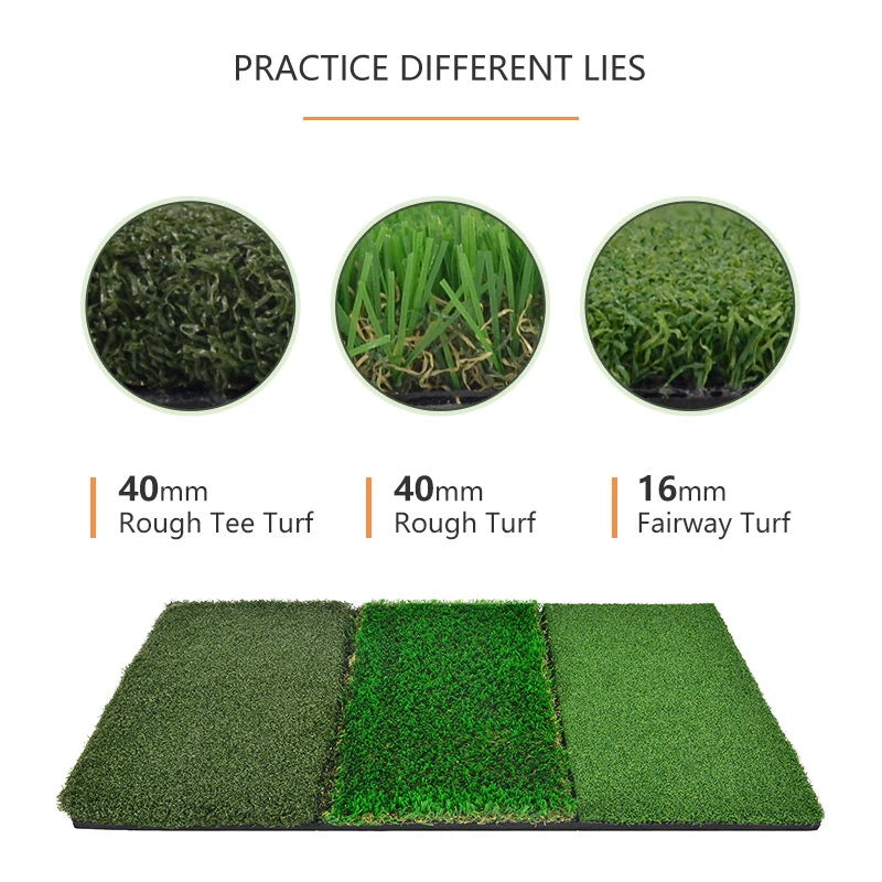 Galileo Golf Putting Mats Golf Turf Grass Mat 3-in-1 Golf Training with Adjustable Tees Equipment | 24''x12''