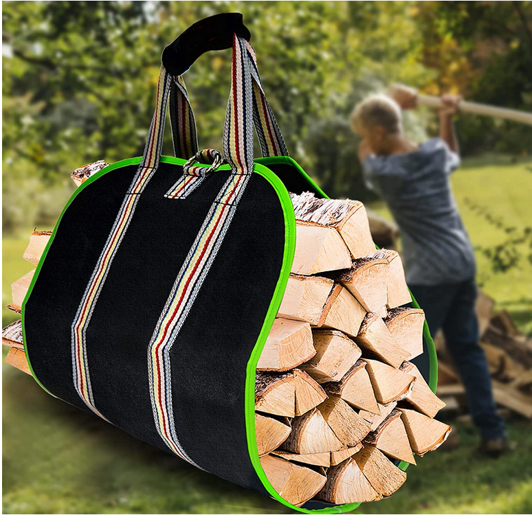 Bolsa de troncos para transporte de leña, bolsa para soporte de madera resistente