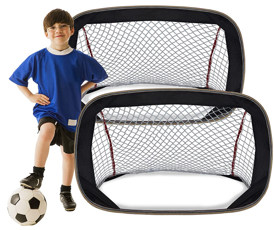 Kids Soccer Goal, Pop Up Soccer Goal Folding Soccer Net for Child Backyard Training, 2 Pack Included & Equipped with A Carry Bag