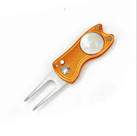 Gagalileo Foldable Stainless Steel Golf Divot Tool — Retractable Design, 10 Colors - Orange